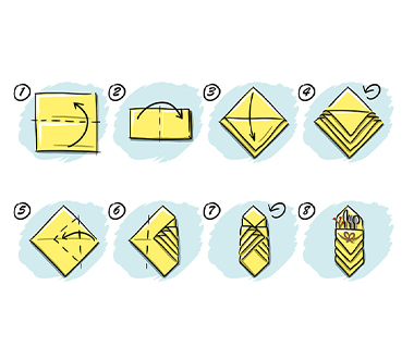 3 instructions for elegant napkins folding at